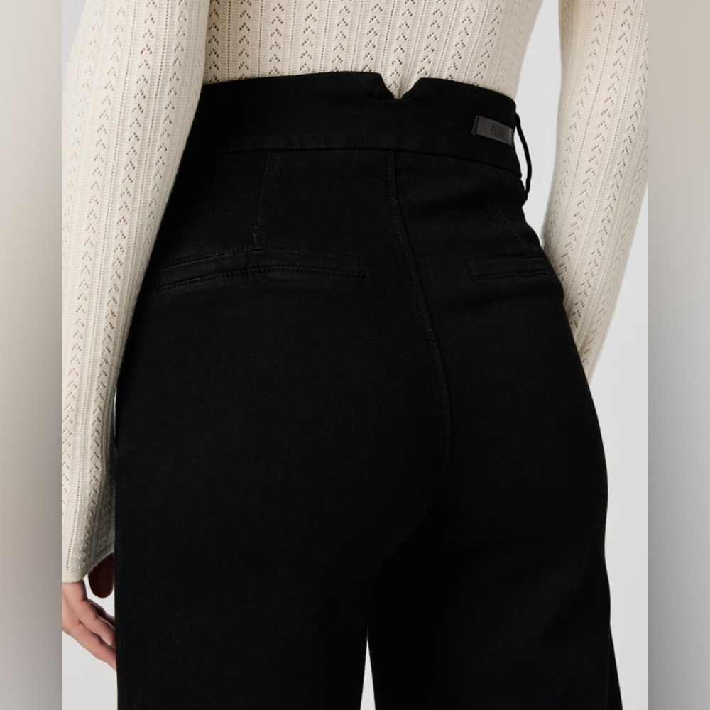 PAIGE Black Sasha Wide Leg Jean Fog Luxe Coating High Rise Size 26 - Picture 5 of 16